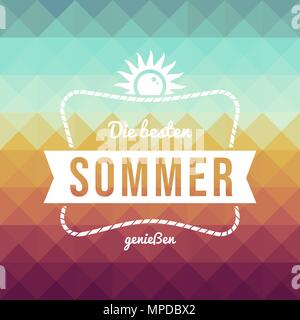 La vacanza estiva tipografia preventivo della scheda Messaggi di saluto in lingua tedesca. In stile vintage holiday illustrazione. EPS10 vettore. Illustrazione Vettoriale