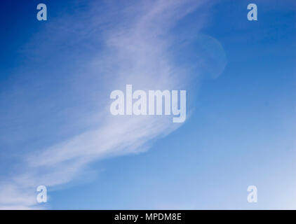 Cielo blu chiaro con rari sfocata nuvole bianche Foto Stock