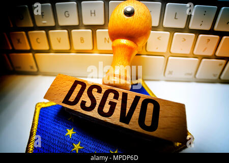 DSGVO timbro e bandiera UE Foto Stock