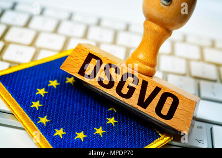 DSGVO timbro e bandiera UE Foto Stock