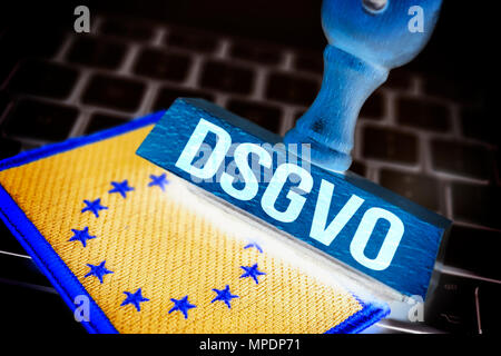 DSGVO timbro e bandiera UE Foto Stock