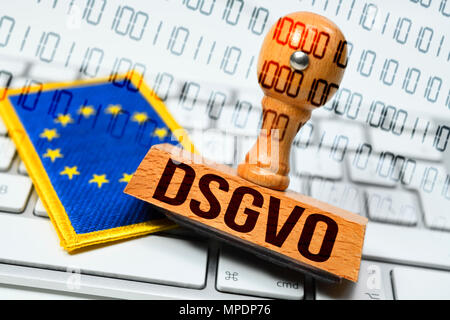 DSGVO timbro e bandiera UE Foto Stock