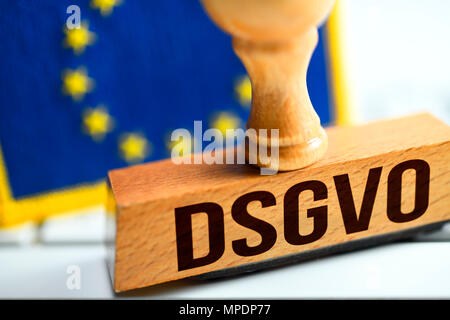 DSGVO timbro e bandiera UE Foto Stock