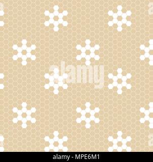 Oro e Bianco sfondo geometrico. Piastrella vettore di pattern. L'icona del fiocco di neve. Illustrazione Vettoriale