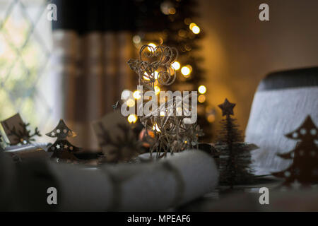 Argento renne natale decorazione Foto Stock