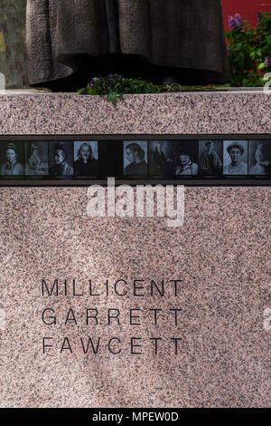 Dame Millicent Garrett Fawcett statua, la piazza del Parlamento, London, England, Regno Unito Foto Stock