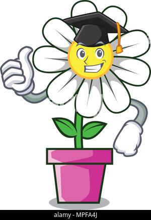 Graduazione daisy flower personaggio cartoon Illustrazione Vettoriale