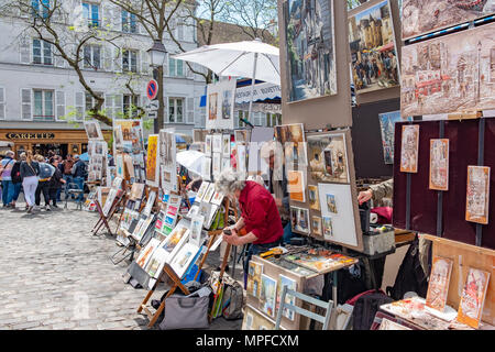 Il quartiere Montmartre di Parigi Francia vanta una fiorente comunità di artisti. Foto Stock
