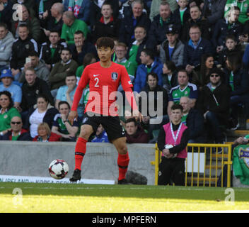 Il 24 marzo 2018. Calcio internazionale cordiale 2018, Irlanda del nord / sud corea al Windsor Park di Belfast. (2) Kim Jin-su corea del sud. Foto Stock