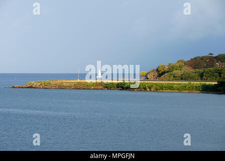 Estremità occidentale della pista a George FL Charles airport, Castries, St Lucia, dei Caraibi Foto Stock