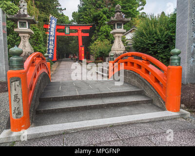 Ponte di ingresso a Kumano Hayatama Taisha, Shingu, prefettura di Wakayama, Giappone. Foto Stock