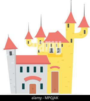 Appartamento Castello Di cartoon isolato con sfondo bianco illustrazione vettoriale Illustrazione Vettoriale