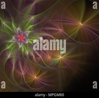 Multicolori immagini frattali con illuminazione su sfondo scuro Foto Stock