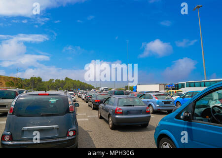 Inceppamento di traffico con fermo auto in Spagna Foto Stock