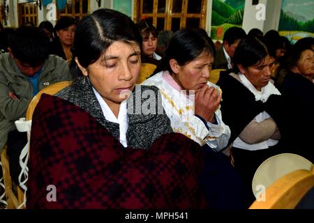 Matrimonio - Chiesa in GRANJA PORCON - cooperativa evangelica - Dipartimento di Cajamarca .PERÙ Foto Stock