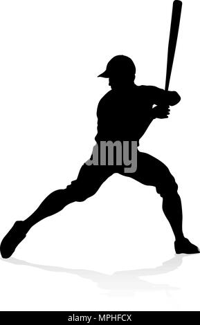 Giocatore di Baseball Silhouette Illustrazione Vettoriale