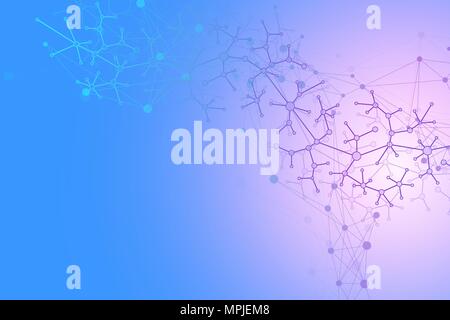 Astratta geometrica sfondo con linee collegate e punti. Flusso d'onda. Molecola e la comunicazione dello sfondo. Sfondo grafico per il vostro design. Illustrazione Vettoriale. Illustrazione Vettoriale