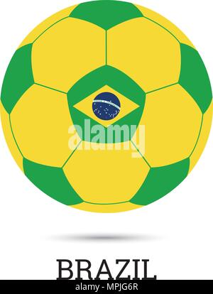 Pallone da calcio brasiliano con i colori nazionali ed emblema illustrazione vettoriale Illustrazione Vettoriale
