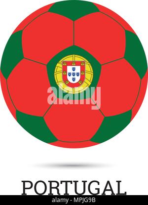 Pallone da calcio portoghese con i colori nazionali ed emblema illustrazione vettoriale Illustrazione Vettoriale