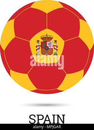 Pallone da calcio con la nazionale spagnola di colori ed emblema illustrazione vettoriale Illustrazione Vettoriale