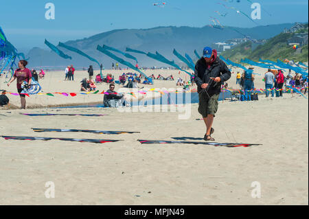 Lincoln City, Oregon, Stati Uniti d'America - Giugno 26,02016: Annuale Aquiloni festival in Lincoln City sulla costa dell'Oregon. Foto Stock