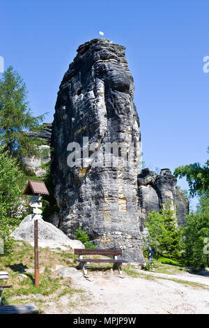 Tiské stěny, Labské pískovce, narodni park Ceske Svycarsko, Ceska republika / della Svizzera boema, Tisa città rocciose, pareti Tyssa, Boemia settentrionale, Czec Foto Stock