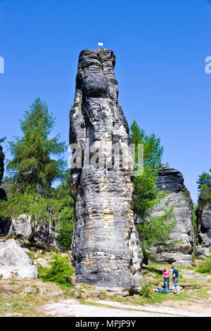 Tiské stěny, Labské pískovce, narodni park Ceske Svycarsko, Ceska republika / della Svizzera boema, Tisa città rocciose, pareti Tyssa, Boemia settentrionale, Czec Foto Stock