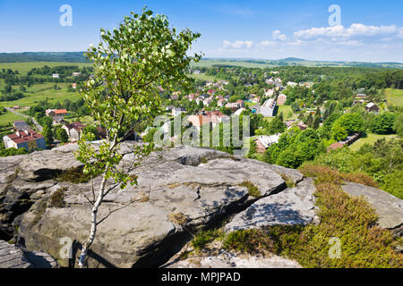 Tiské stěny, Labské pískovce, narodni park Ceske Svycarsko, Ceska republika / della Svizzera boema, Tisa città rocciose, pareti Tyssa, Boemia settentrionale, Czec Foto Stock