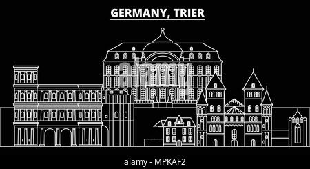 Trier silhouette skyline. Germania - Trier città di vettore, tedesco architettura lineare, edifici. Trier travel illustrazione, delineare i punti di riferimento. Germania icona piana, la linea tedesca banner Illustrazione Vettoriale
