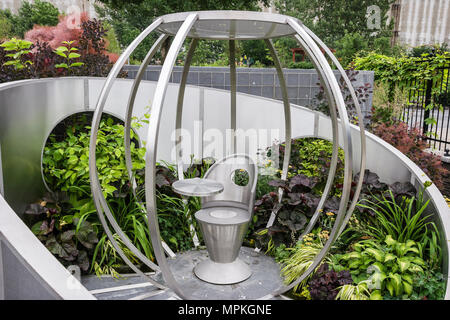 Montreal Canada,Quebec Province,International Flora Montreal Garden Festival,festival fair,spinning metal chair,botanical,flower,flower,design,Canada Foto Stock