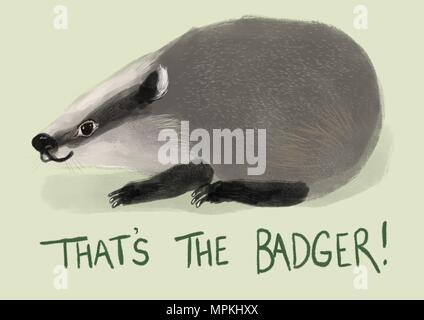 Illustrazione di un simpatico badger Foto Stock