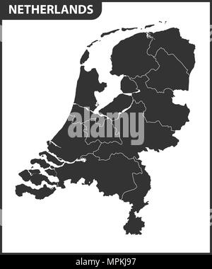 La mappa dettagliata dei Paesi Bassi con le regioni. Divisione amministrativa. Illustrazione Vettoriale