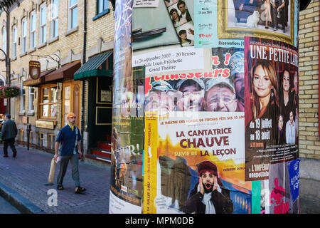 Quebec Canada, Rue Saint Jean, poster teatrali, teatro, Canada070712060 Foto Stock