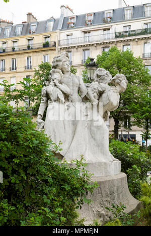 Santa Caterina scultura artista scultore Julien Lorieux in Piazza Montholon, Parigi Francia Foto Stock