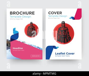 Spartan brochure flyer design modello astratto con sfondo fotografico, tendenza minimalista business corporate roll up o relazione annuale Illustrazione Vettoriale