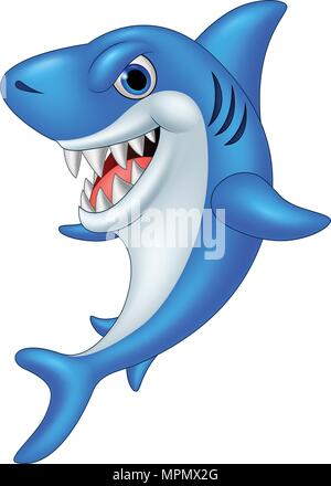 Cartoon happy shark Illustrazione Vettoriale