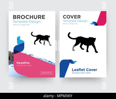 Cheetah brochure flyer design modello astratto con sfondo fotografico, tendenza minimalista business corporate roll up o relazione annuale Illustrazione Vettoriale