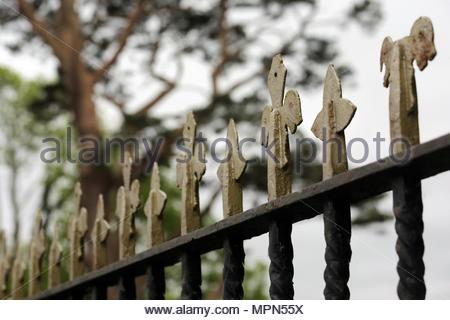 La formazione di ruggine sul ferro un recinto in Irlanda Foto Stock