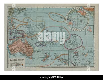 Mappa dell'Oceano Pacifico, c1910s. Creatore: Emery Walker Ltd. Foto Stock