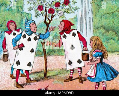 "Le carte di gioco pittura i cespugli di rose', C1910. Artista: John Tenniel. Foto Stock