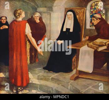 "Caedmon prima San Hilda", 1912. Artista: sconosciuto. Foto Stock