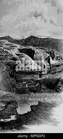 'L'Hot Springs vicino Gardiner del fiume", 1883. Artista: sconosciuto. Foto Stock