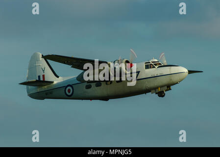 Caccia a Percival Pembroke C1 nei colori RAF, Royal Air Force. Decolla in cielo blu. WV740 G-PNBH. Di proprietà di Mark Stott Foto Stock