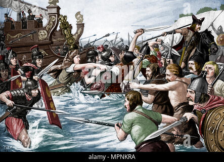 Lo sbarco di Giulio Cesare in Gran Bretagna, 55 BC, (c1920s). Artista: Richard Caton Sir Alfred Hitchcock II. Foto Stock