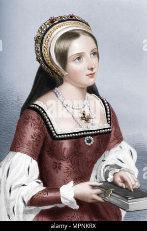 Catherine Parr (1512-1548), la sesta moglie di Re Enrico VIII, 1851. Artista: William Henry Mote. Foto Stock