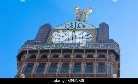 La Mecca di Clock Tower Dettaglio, Mecca, Arabia Saudita Foto Stock