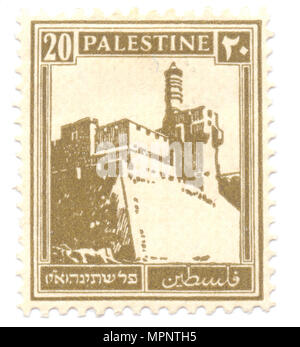 Palestina (mandato britannico) pre 1948 timbro del re Davide cittadella, Gerusalemme Foto Stock