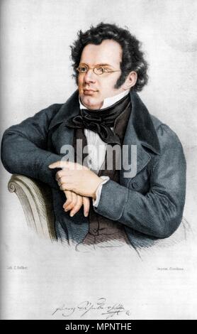 Franz Peter Schubert (1797-1828), compositore austriaco. Artista: C Helfert. Foto Stock
