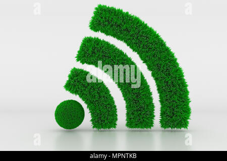 3D'illustrazione, la forma di un segno Wifi con erba verde Foto Stock