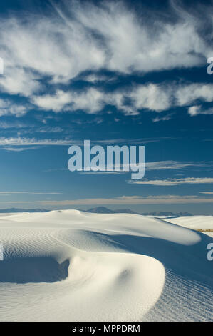 Risalti di vorticazione e modelli di trama definiscono White Sands National Monument. Foto Stock